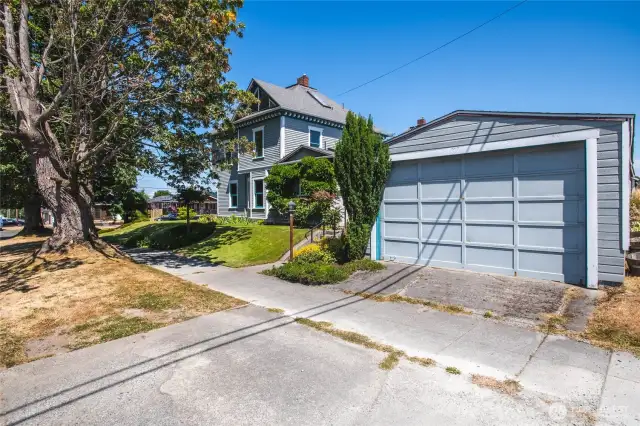 This shows the oversized one car garage and alley access. This gem has it all!