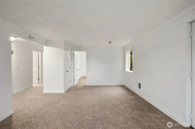 Open concept throughout with natural light.