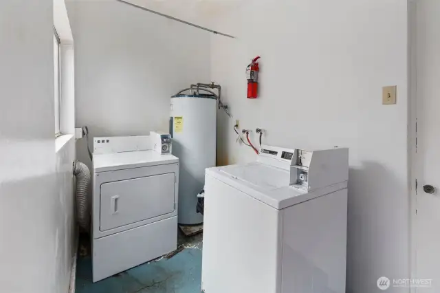 Coin operated laundry room.