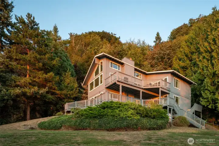 This home sits on its own lot of land above the Puget Sound