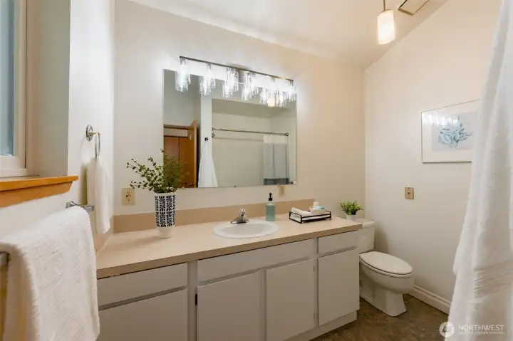 Ample space in the primary bathroom