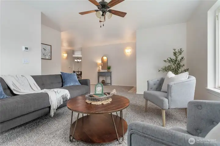 Looking toward entry & back to dining/kitchen area