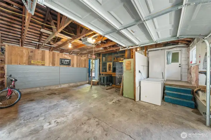 Garage leads up to fully finished attic space