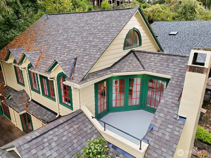 Here is your birds eye view of the outdoor deck and top of the house.