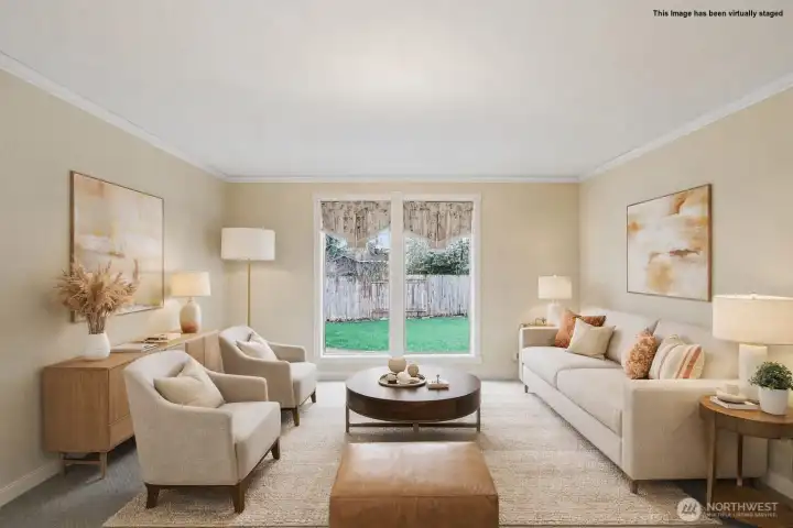 *Virtually staged image* of the living room.