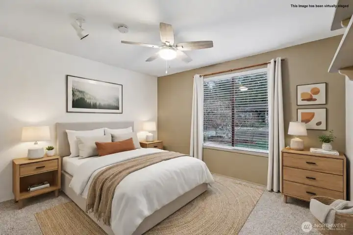 *Virtually staged image* of bedroom no. 2.