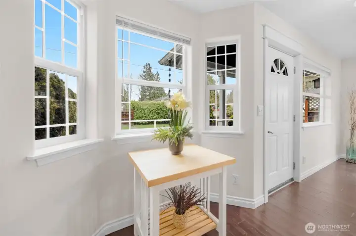 Bay window off living room.