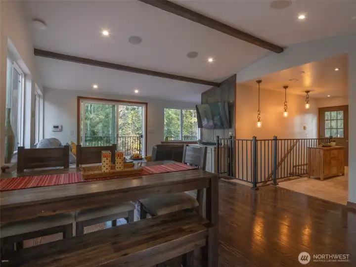 Vaulted ceilings give a nice spacious feel and new paint gives the room a refreshing look