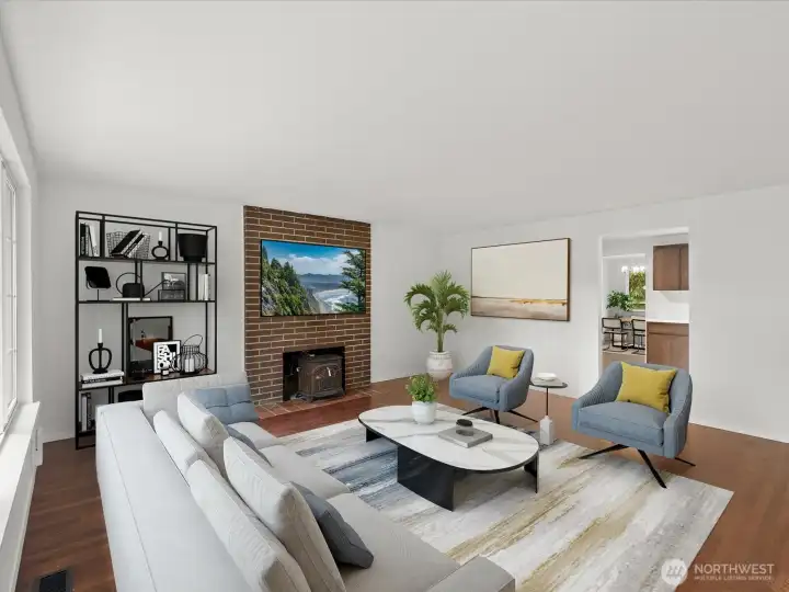 Virtually staged living room.