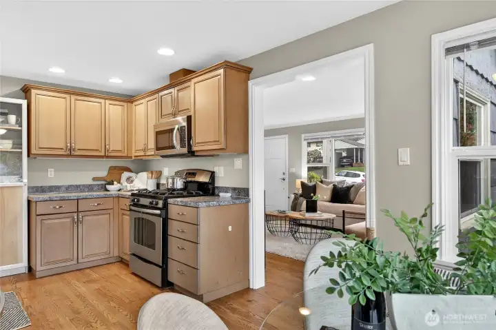 Kitchen flows into main living area. Great for entertaining.