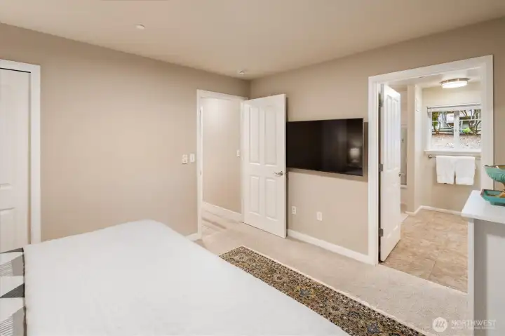Primary suite with a calm, private feel and easy access to the bath.