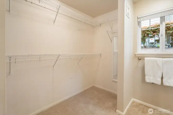 Walk-in closet offering plenty of storage and organization space.