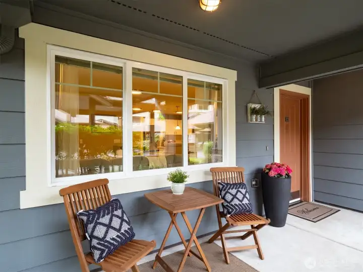 Covered porch, your own quiet outdoor spot for morning coffee or evening unwind.
