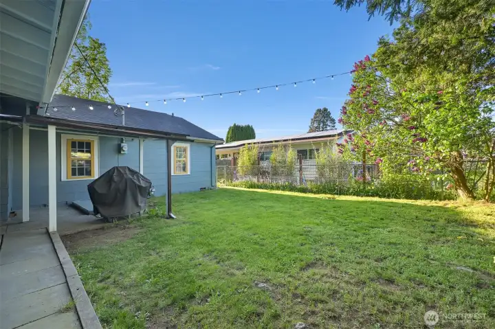 Fully fenced backyard.