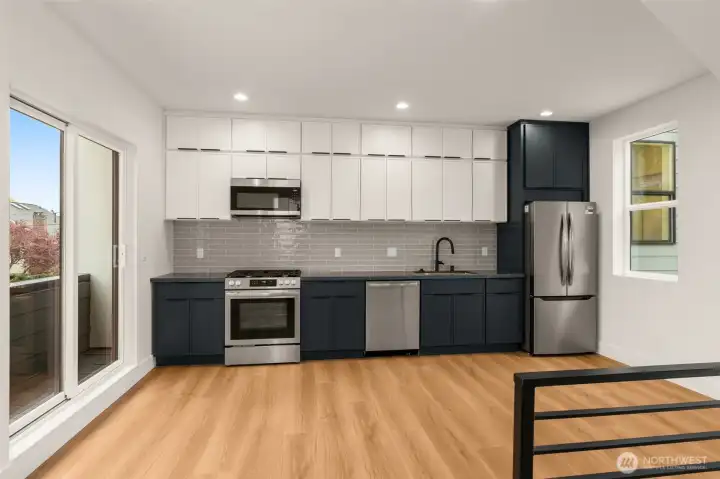 Stylish kitchen with access to balcony