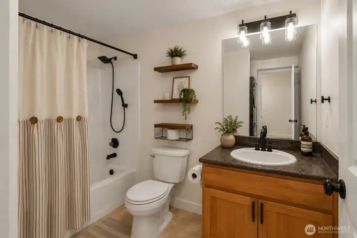Virtually staged bathroom Virtually staged bathroom