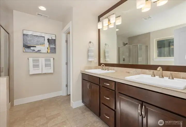 Primary bath with double vanities