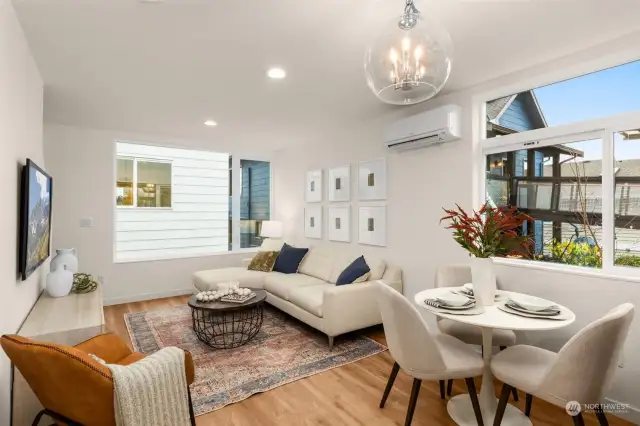 Every detail in this living and dining area is designed for comfort and style. From the soft seating to the beautiful finishes, this space is perfect for making memories.