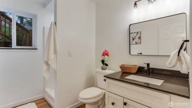 Downstairs newly added 3/4 guest bathroom.