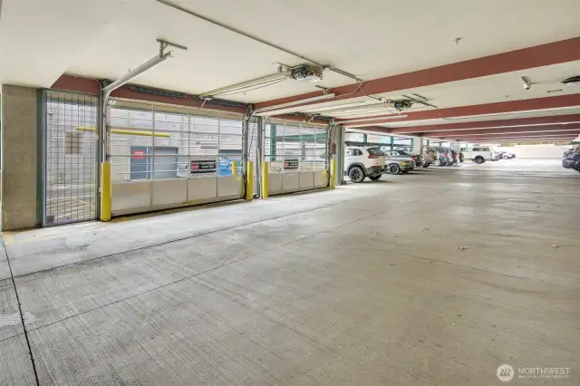 Covered parking space with secure access