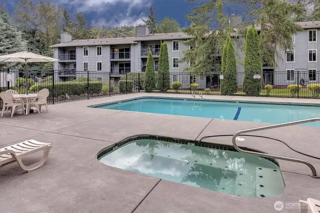 Generous outdoor pool and spa