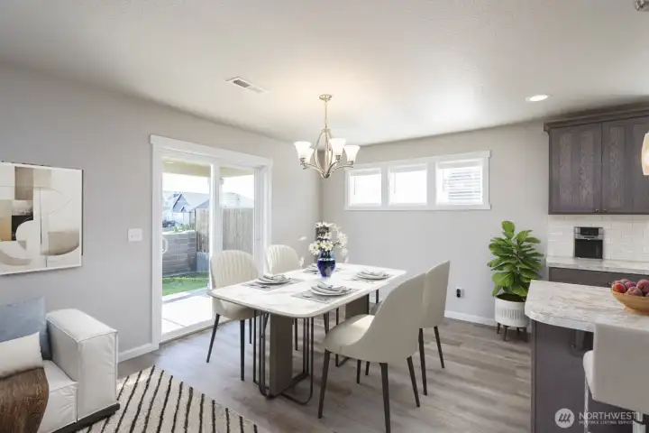 Dining area virtually staged