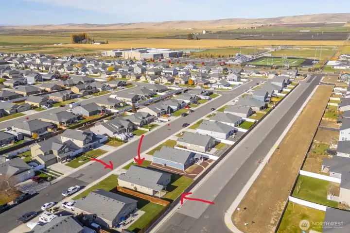 Aerial showing proximity to school