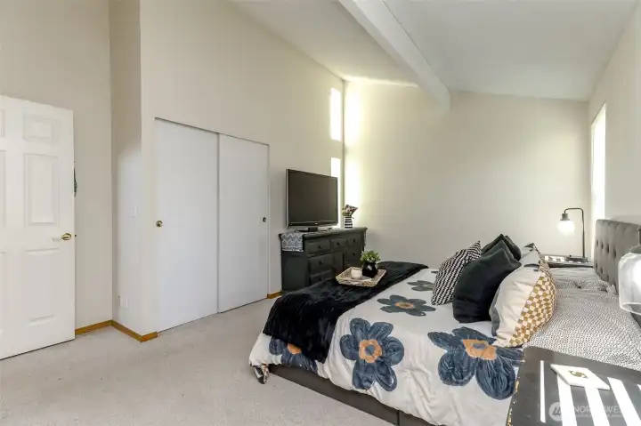 The primary bedroom has plenty of space to combine it to be an office.