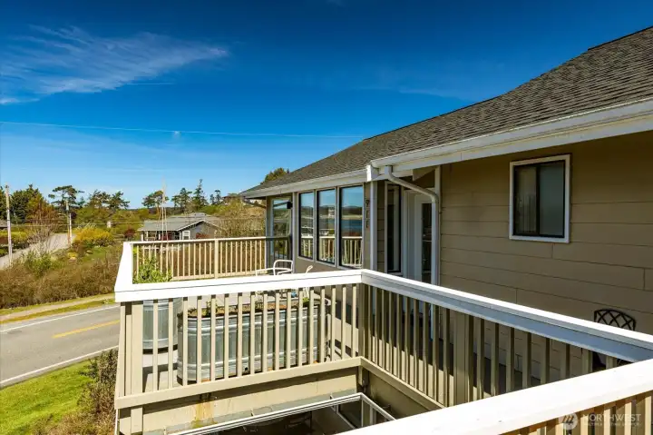 At the top of the common stairs, you reach your personal deck and entryway