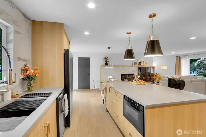 View from Range back to Dining & Half Bath