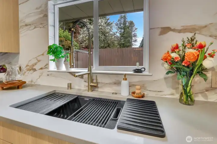 Custom Sink with Back Yard View