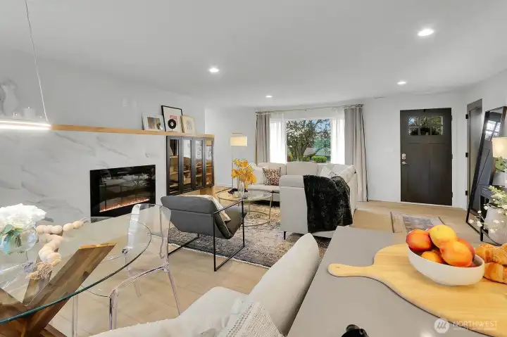 Kitchen View toward Fireplace & Front of Home