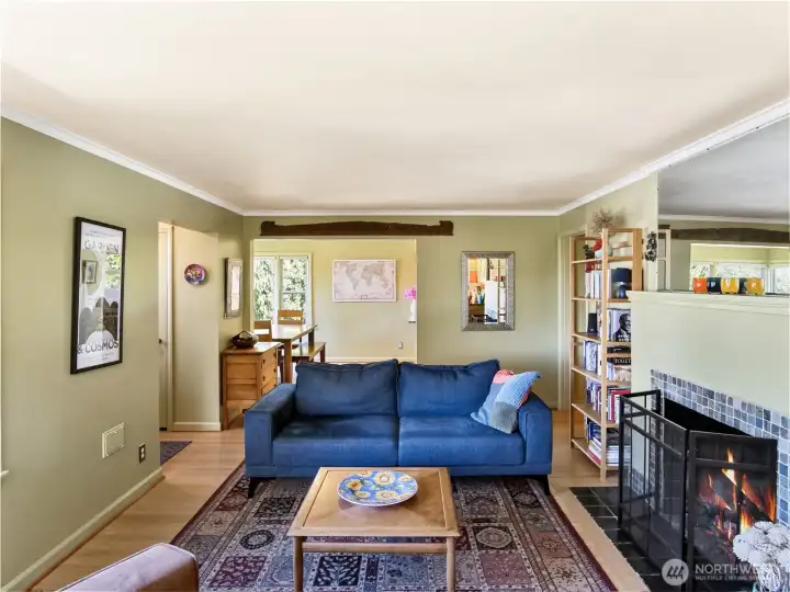 Cozy gas fireplace
