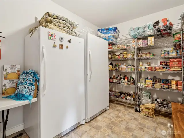 Lower level pantry is perfect for food storage, canning and more