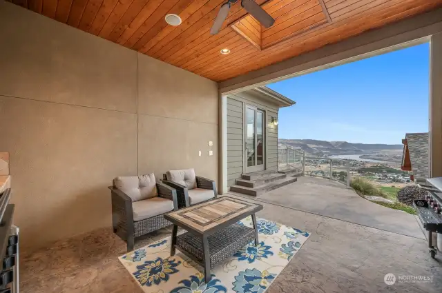 View from the cozy patio room & BBQ area off the kitchen