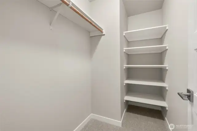 Bed #2 walk in closet.   Photos of a similar home, not actual, for illustration only.