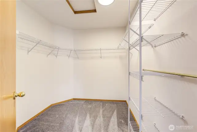 Primary walk-in closet. There is also a wall closet.