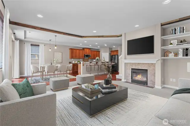 Open concept living,  kitchen, and dining is perfect for emtertaining