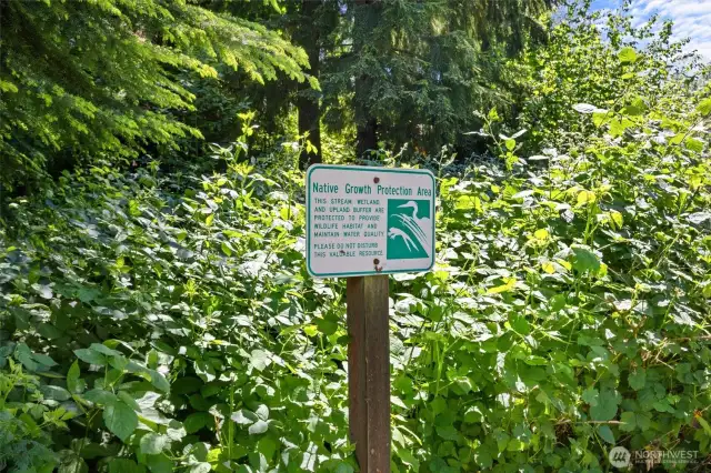 Premium corner lot bordering Native Growth Protection Area (NGPA) on 2 sides.