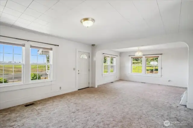 Coved ceilings give this room an added touch