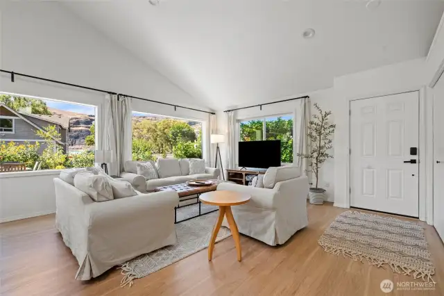 Designer furnishings and a soothing neutral palette to create a warm, inviting space