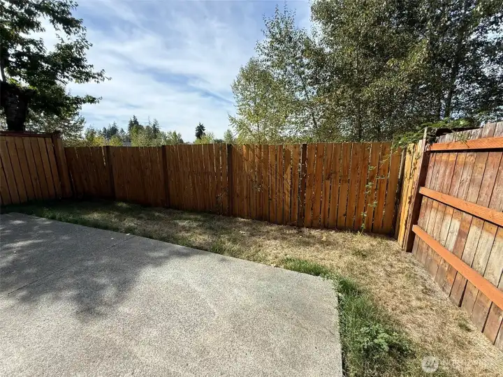 Cozy backyard with lots of potential.
