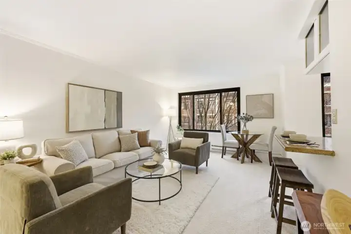 Living room with breakfast bar