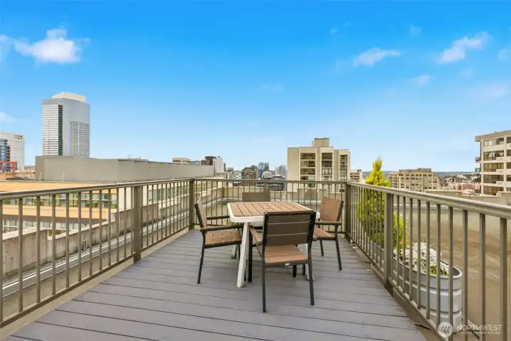 Rooftop deck w/ propane grill. Great space to host NYE or 4th of July parties!