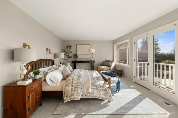 Primary bedroom is spacious and private.