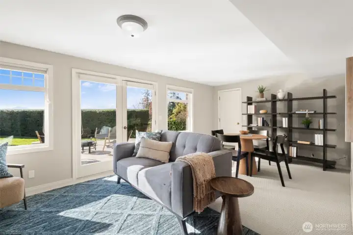 Lower level walkout with a bedroom and full bathroom.