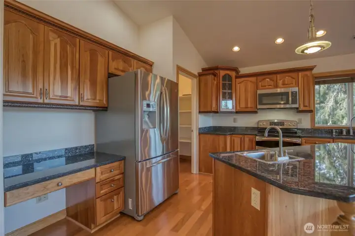 Kitchen view with pantry door open