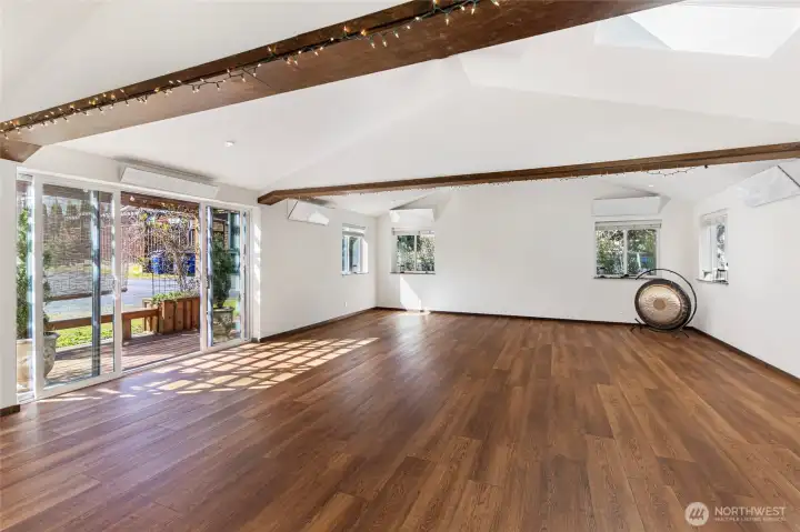 Interior of the Yoga studio, set-up with infrared heat for 'Hot Yoga"