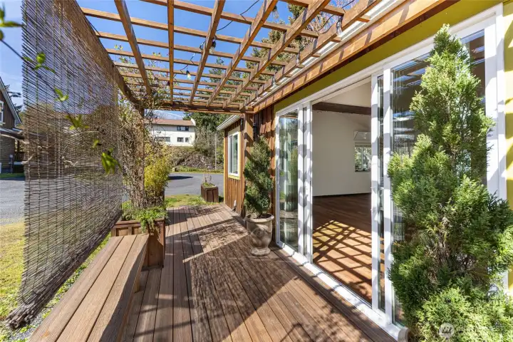 Charming deck leading to the entrance of the Yoga Studio.