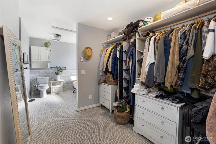 Spacious closet for the primary bedroom.
